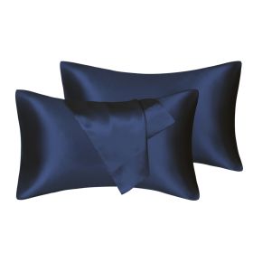 75D Satin Artificial Silk Pillowcase (Option: Navy Blue-Queen 20X30in)