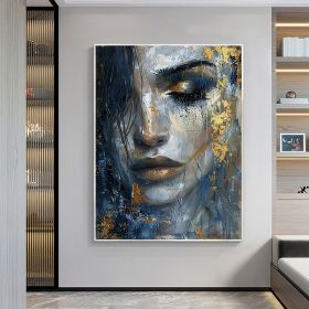 Hand Painted Abstract Beautiful Girl Face Oil Painting On Canvas Large Wall Art Original Portrait Art Custom Figure Painting Bedroom Wall Decor Gift F (Style: 01, size: 100x150cm)