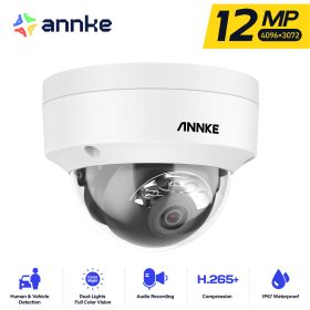 ANNKE 12MP 3K Outdoor Smart Dual Light PoE Security Camera Color IR Night Vision Built-in Microphone IP67 Smart Home H.265+ (Sensor Size: 12MP Dome)