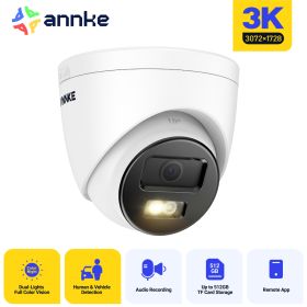 ANNKE 12MP 3K Outdoor Smart Dual Light PoE Security Camera Color IR Night Vision Built-in Microphone IP67 Smart Home H.265+ (Sensor Size: 3K Turret)